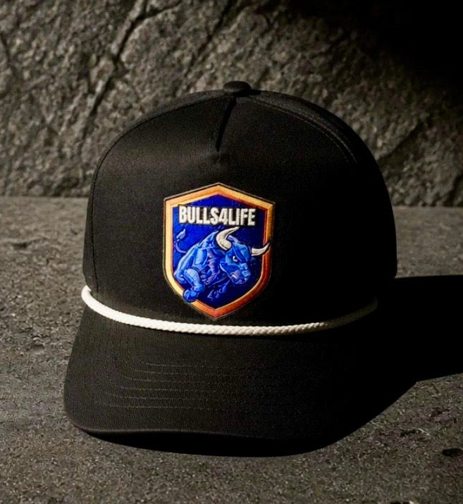 Bulls 4 Life Shield (Black)(White Rope)(SnapBack)Cap